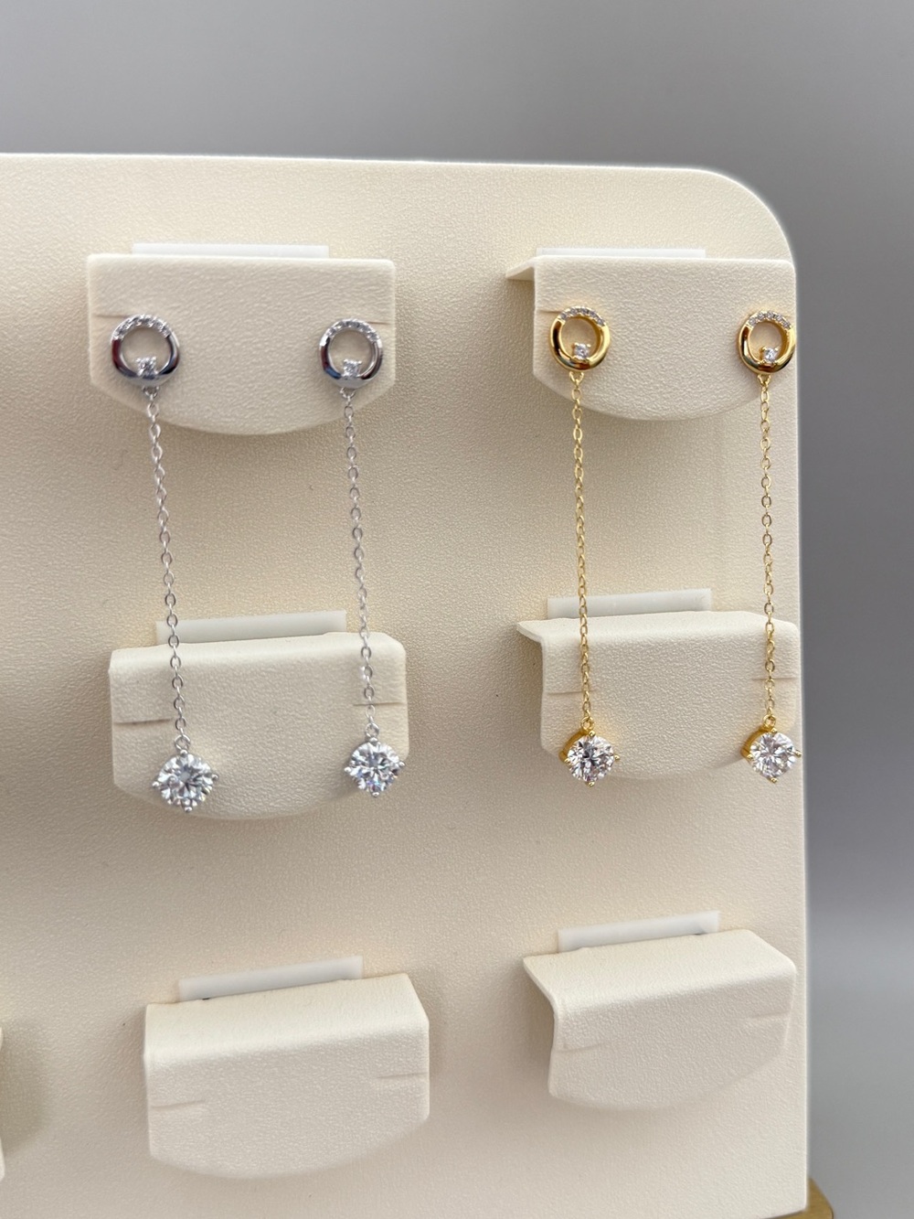 S925 Gold Color Dangle Chain Drop Earrings 2ctw Moissanite